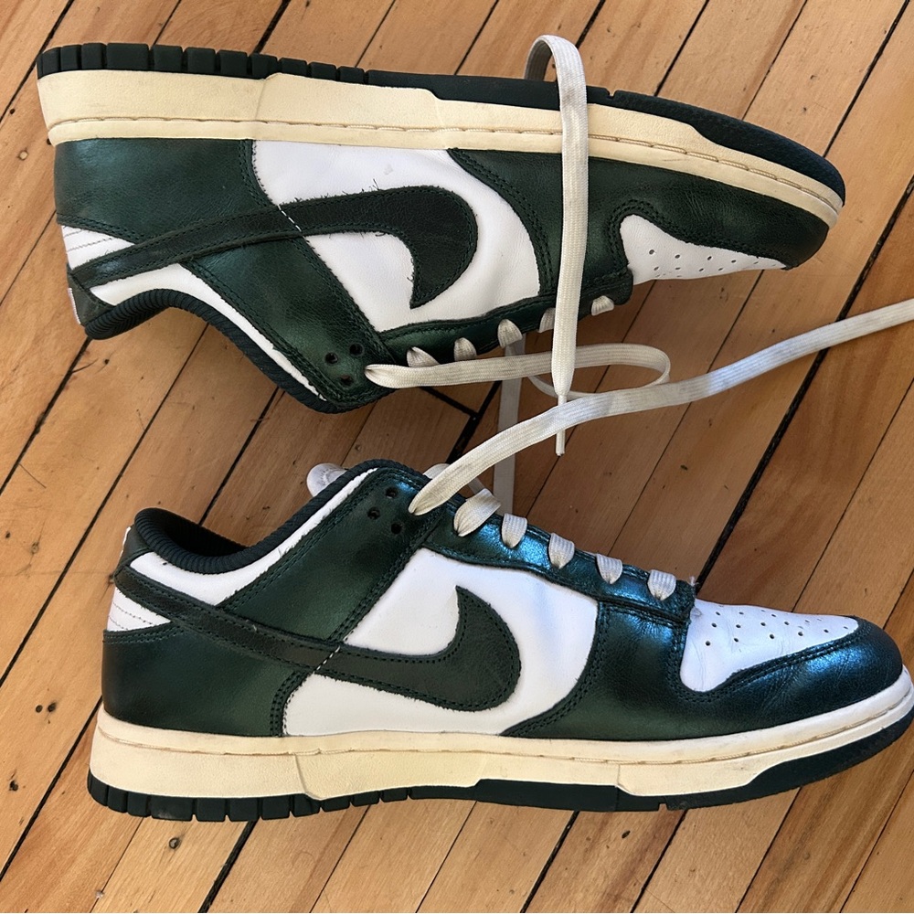 Nike Dunk Low Forest Green and White Shoes